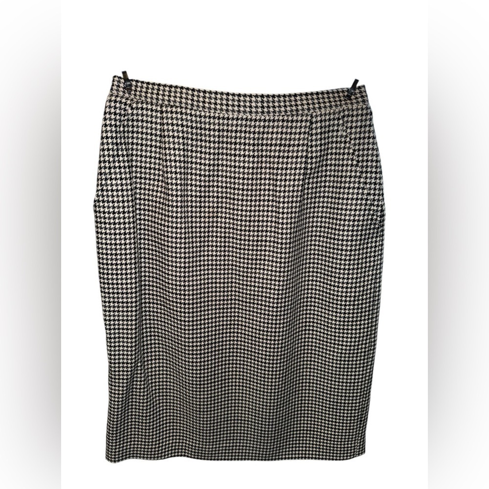 Jason Prescott Houndstooth 100% Wool Tan Pencil Skirt #23